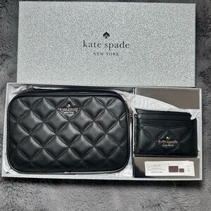 Kate Spade Black Quilted Bag and Cardholder Set